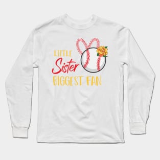 Little Sister Biggest Fan - Baseball Ball Home Run Long Sleeve T-Shirt